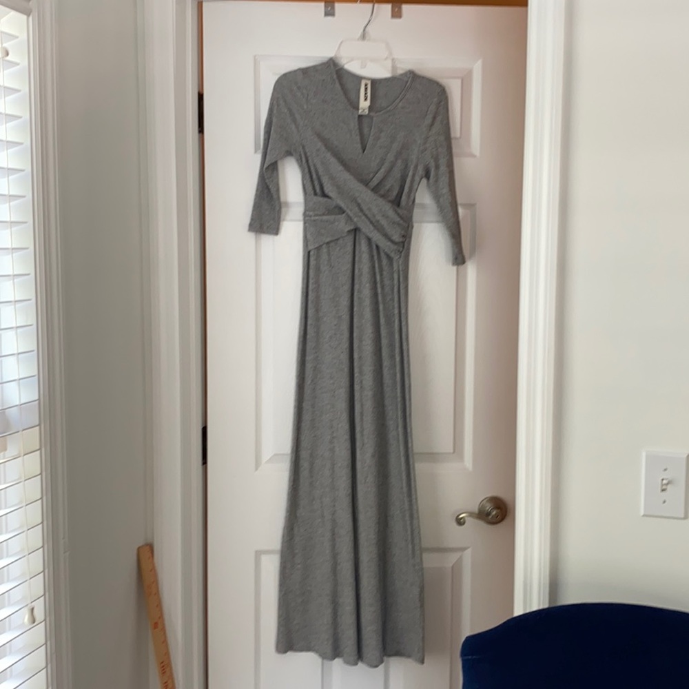 Anthropologie Amadi Grey Knit Maxi Dress XS Petite